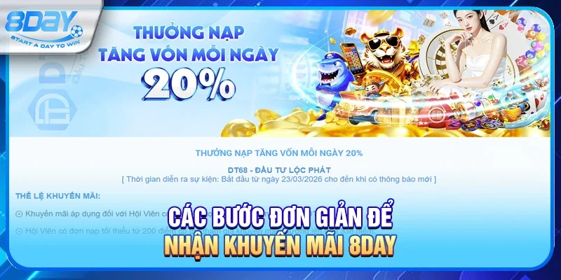 Các bước đơn giản để nhận khuyến mãi 8day nhanh nhất