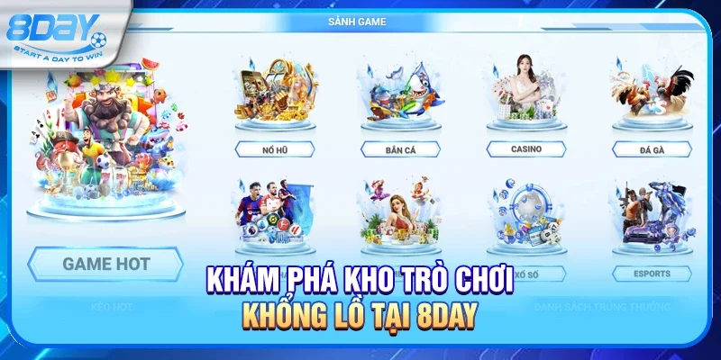 Khám phá kho trò chơi khổng lồ tại 8day